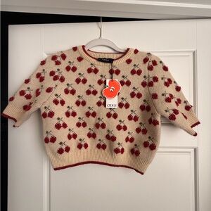 Cider Cream and Red Cherry Pattern Sweater